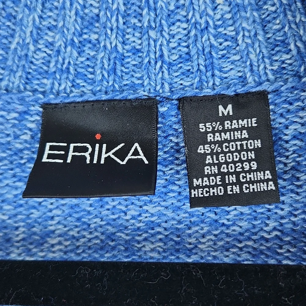 Vintage Erika Women's Zippered Knit Sweater Cardigan Blue Size Medium NWT - Picture 8 of 11